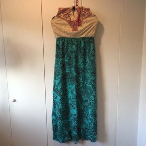 Boho halter maxi dress size L